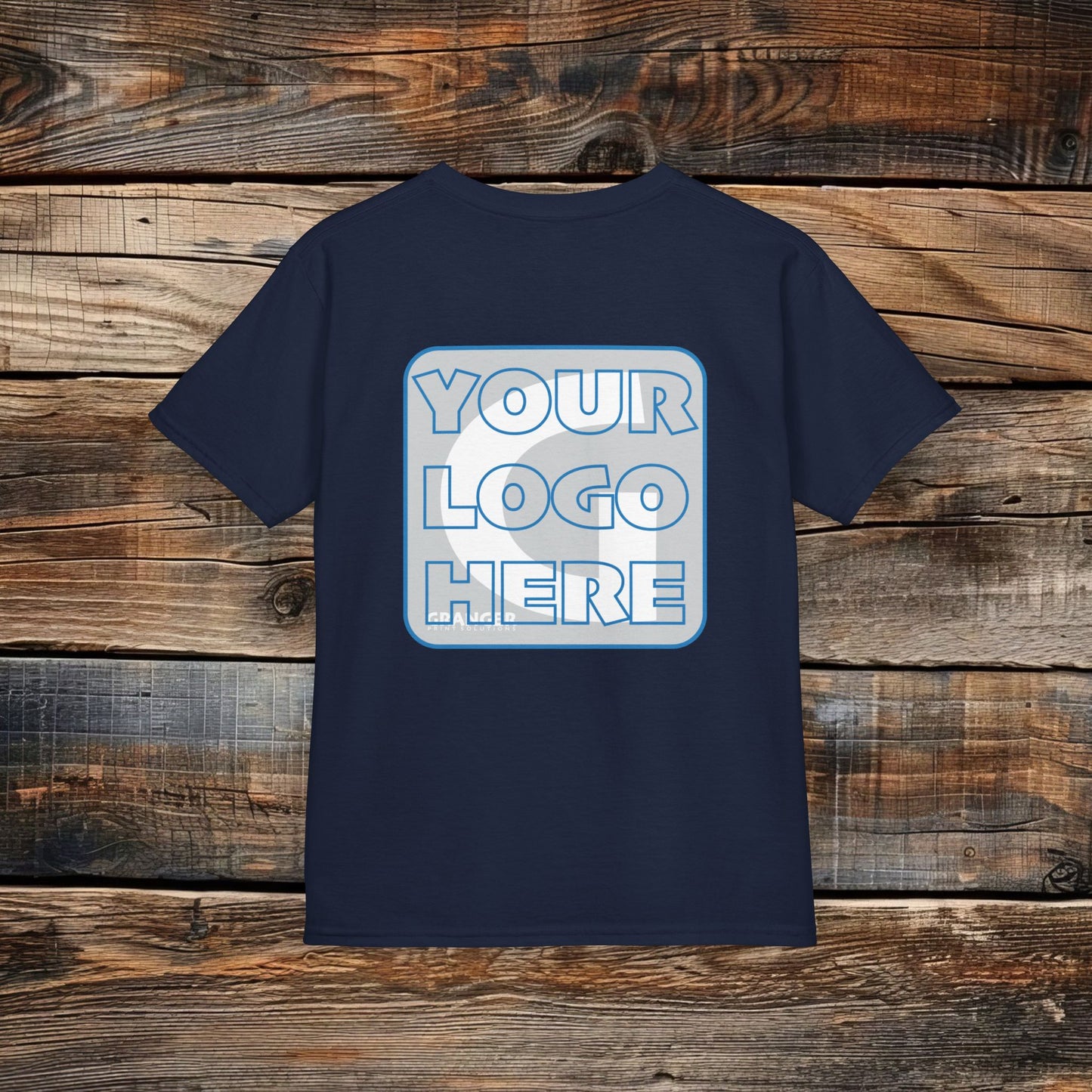 Custom Kid's Back Logo Tee — Gildan 100% Cotton (10 colors)