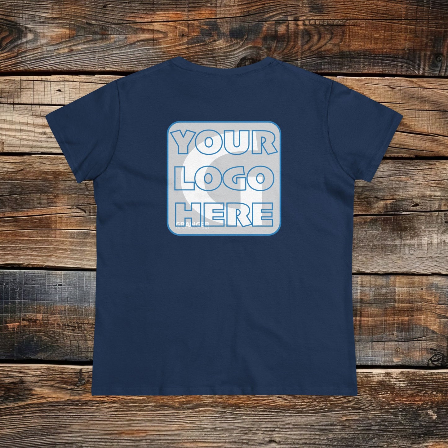 Custom Women's Back Logo Tee — Gildan 100% Cotton (9 colors)