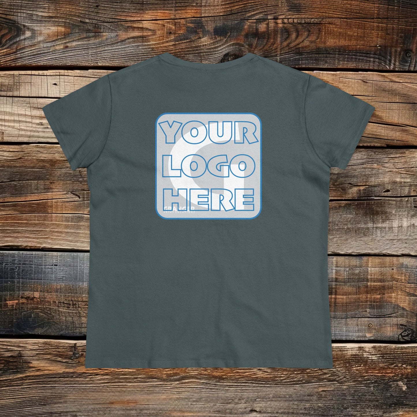 Custom Women's Back Logo Tee — Gildan 100% Cotton (9 colors)