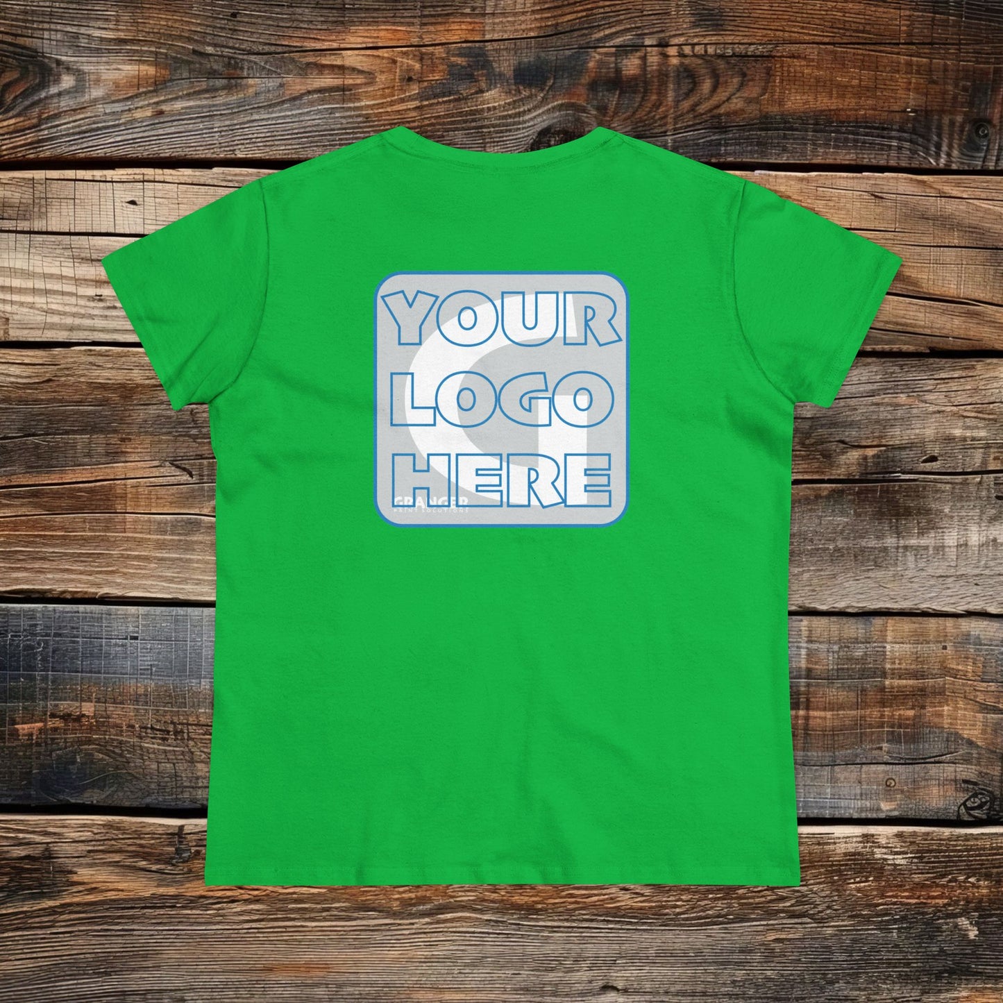 Custom Women's Back Logo Tee — Gildan 100% Cotton (9 colors)