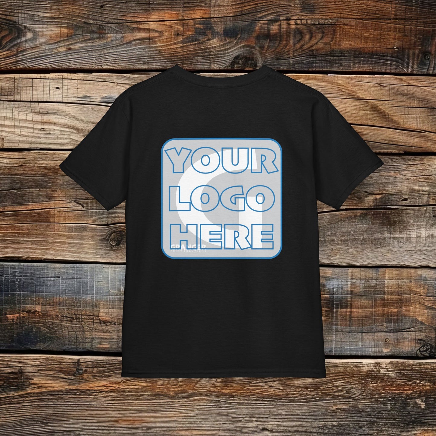 Custom Kid's Back Logo Tee — Gildan 100% Cotton (10 colors)