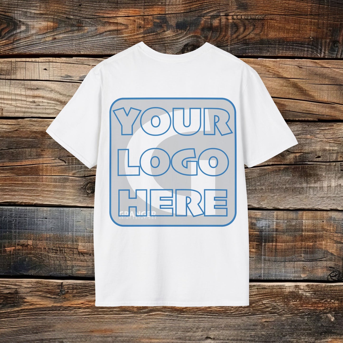 Custom Unisex Back Logo Tee — Gildan 100% Cotton (8 colors)