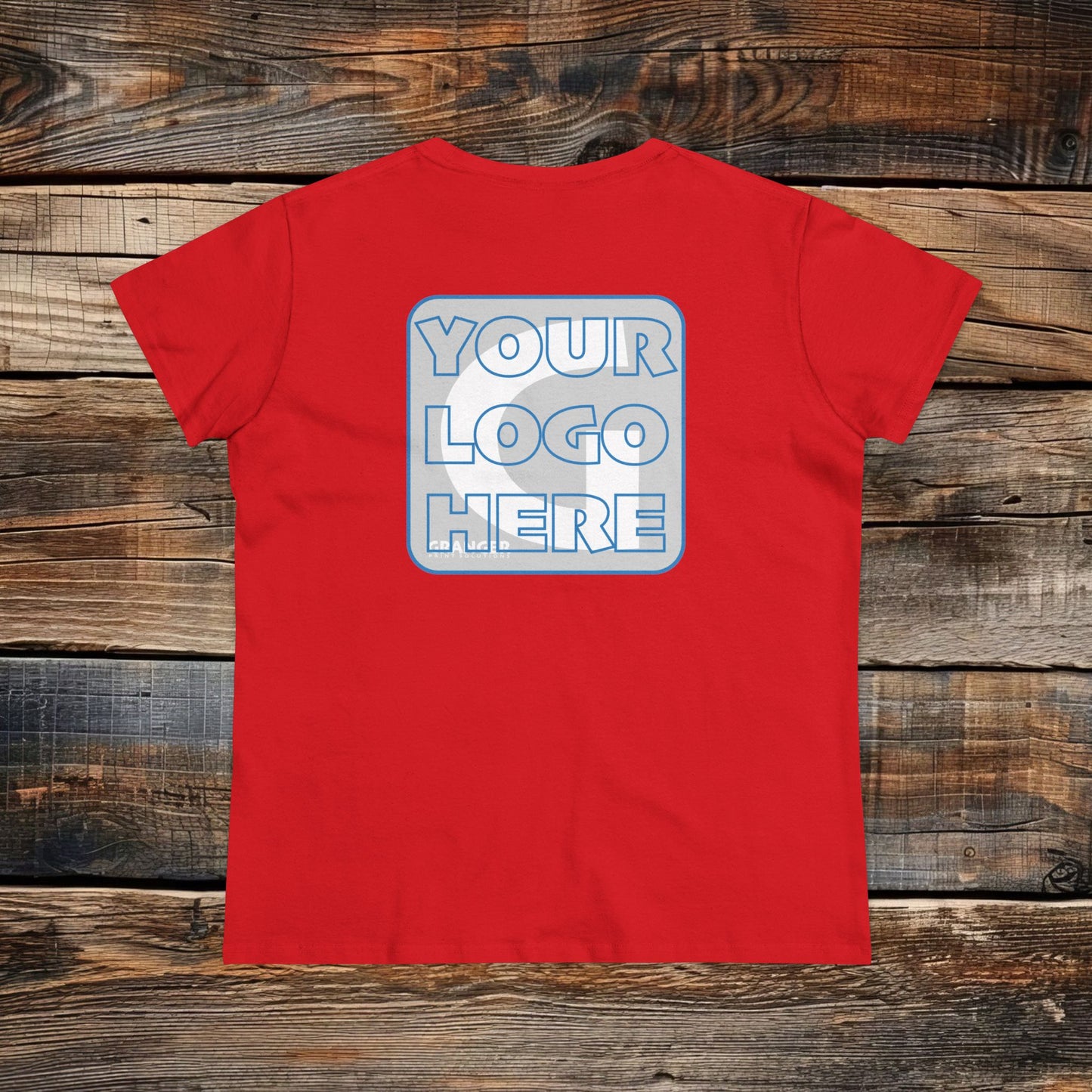 Custom Women's Back Logo Tee — Gildan 100% Cotton (9 colors)