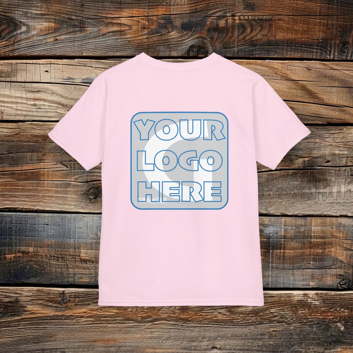 Custom Kid's Back Logo Tee — Gildan 100% Cotton (10 colors)