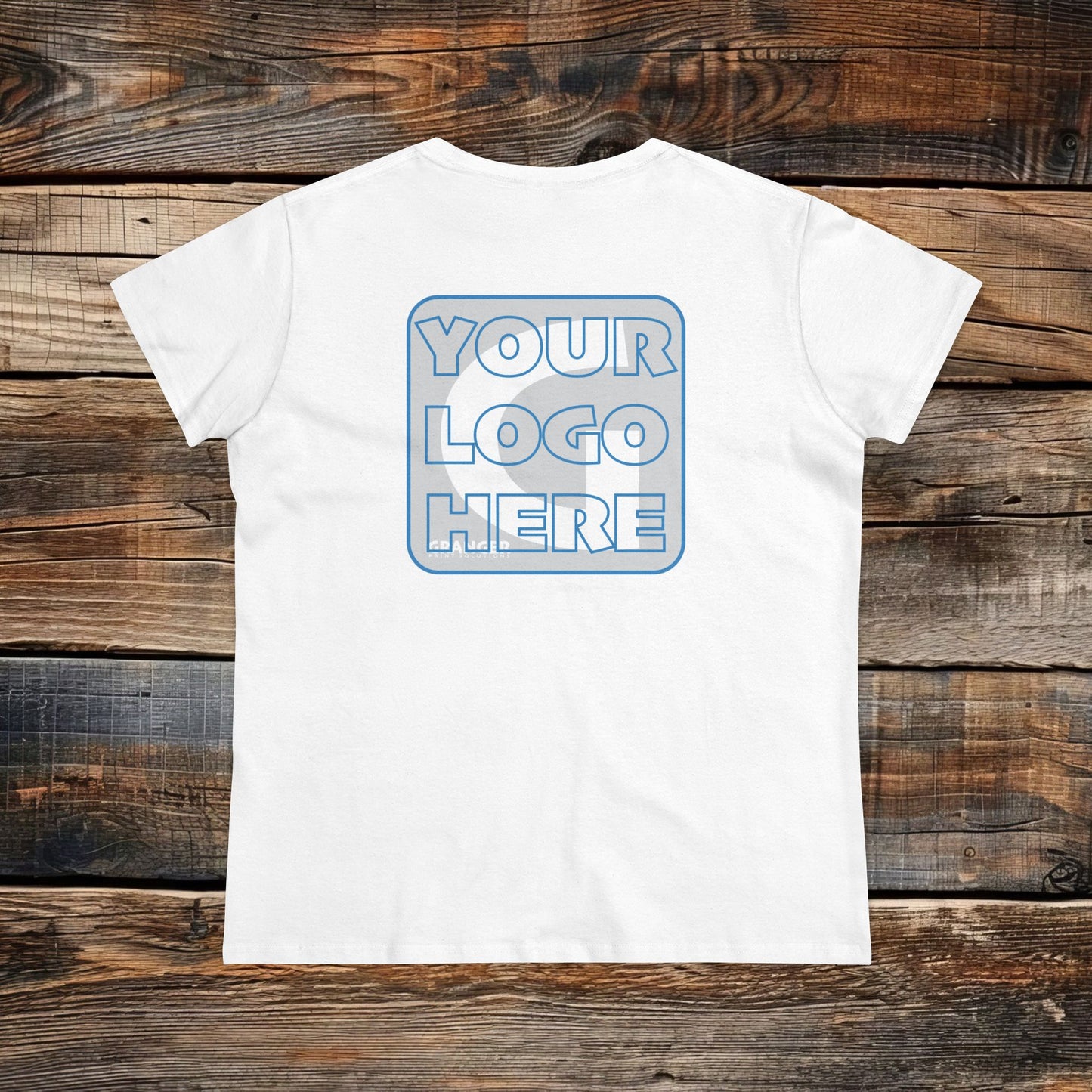Custom Women's Back Logo Tee — Gildan 100% Cotton (9 colors)