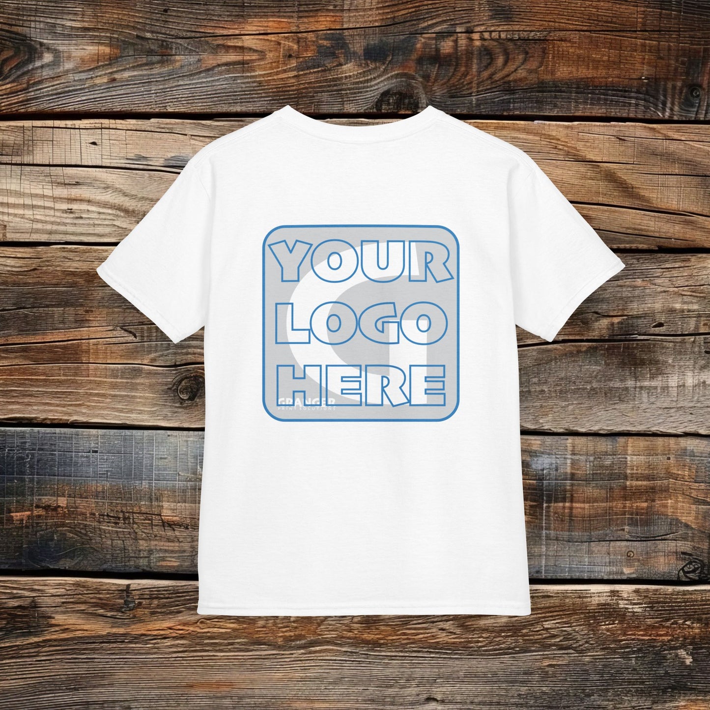 Custom Kid's Back Logo Tee — Gildan 100% Cotton (10 colors)