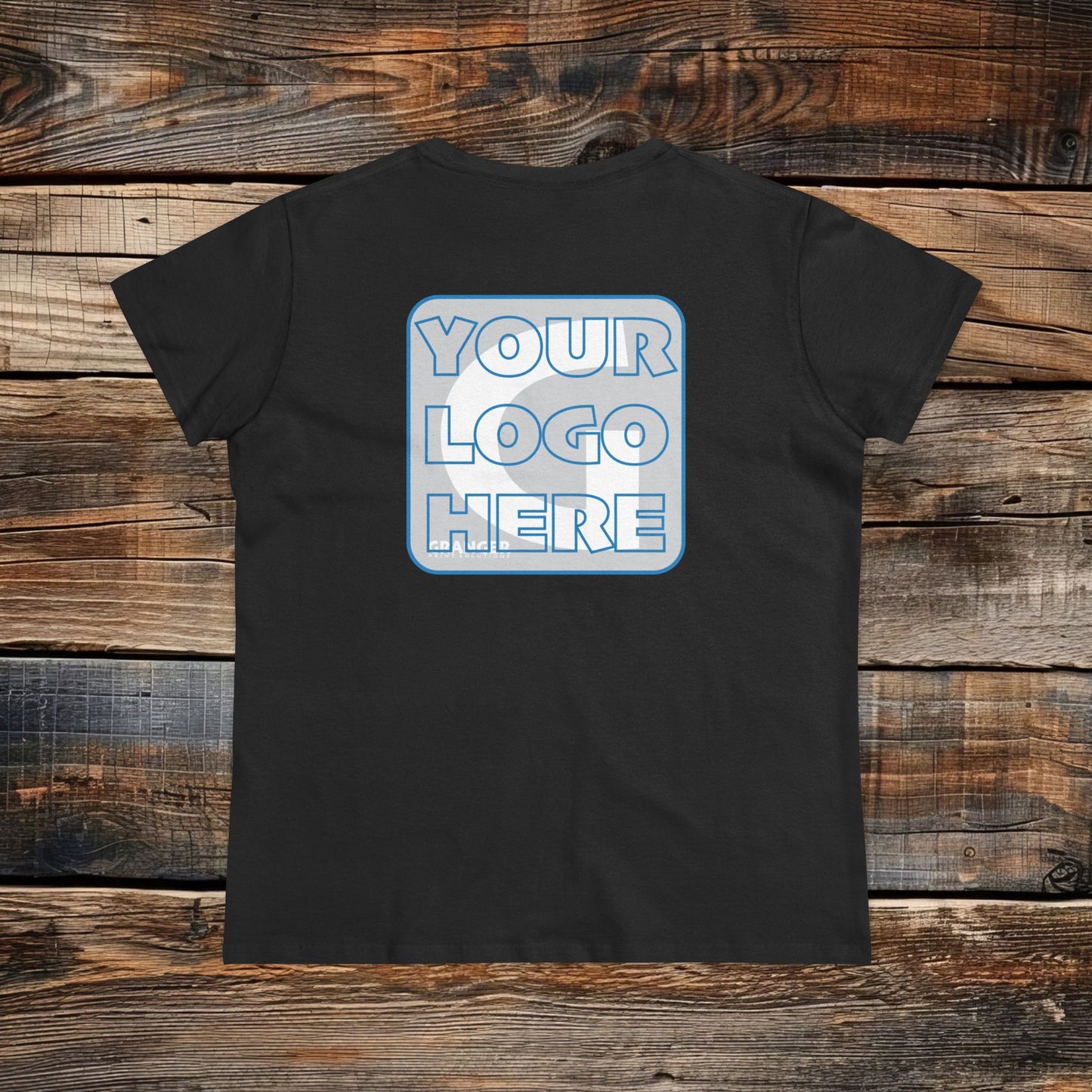 Custom Women's Back Logo Tee — Gildan 100% Cotton (9 colors)
