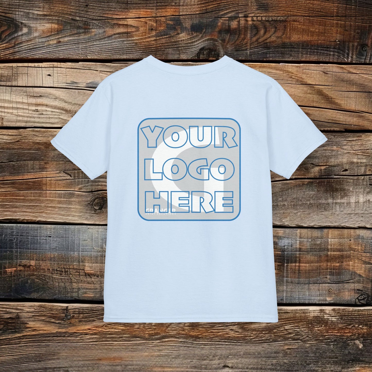 Custom Kid's Back Logo Tee — Gildan 100% Cotton (10 colors)