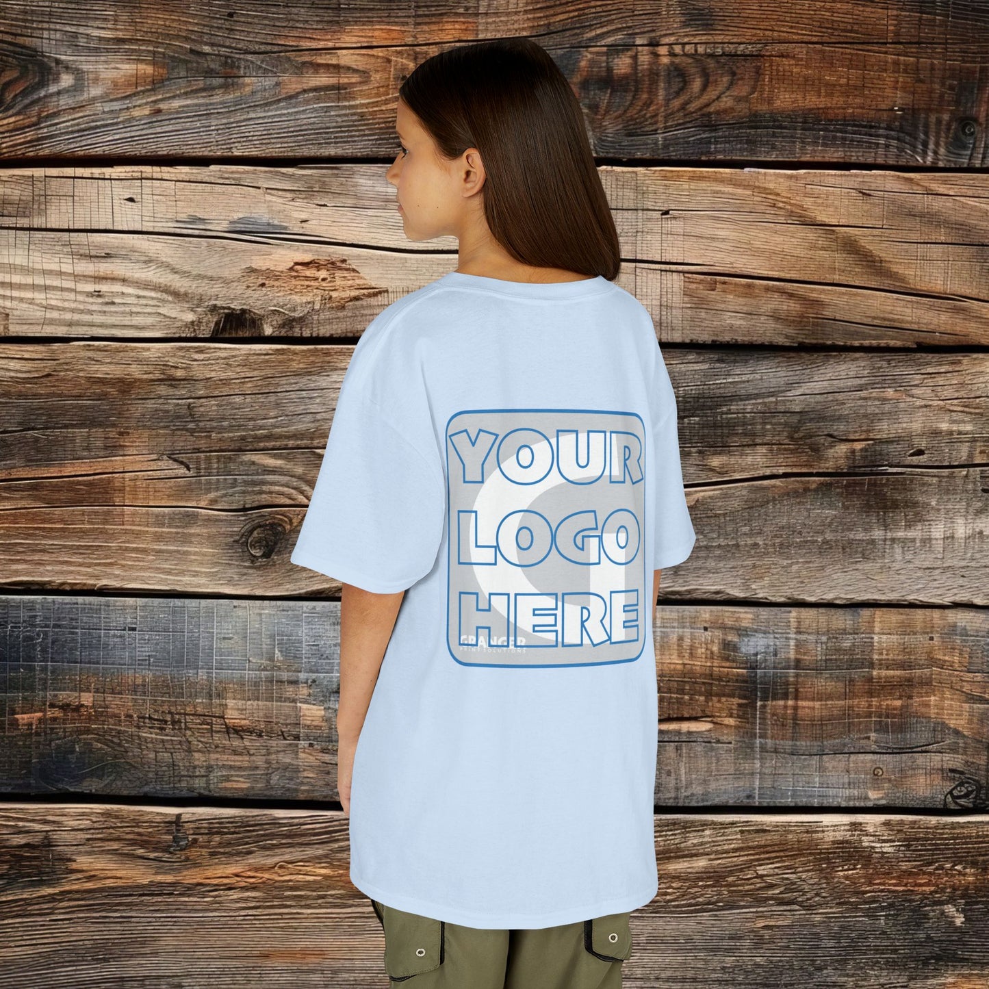 Custom Kid's Back Logo Tee — Gildan 100% Cotton (10 colors)