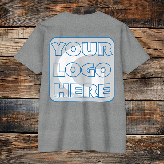Custom Unisex Back Logo Tee — Next Level CVC Blend (4 colors)
