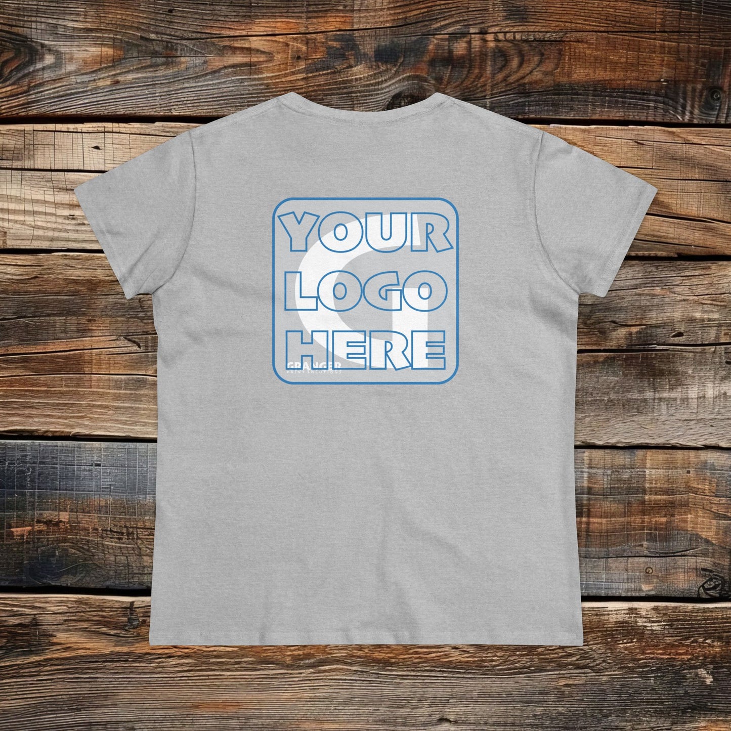 Custom Women's Back Logo Tee — Gildan 100% Cotton (9 colors)