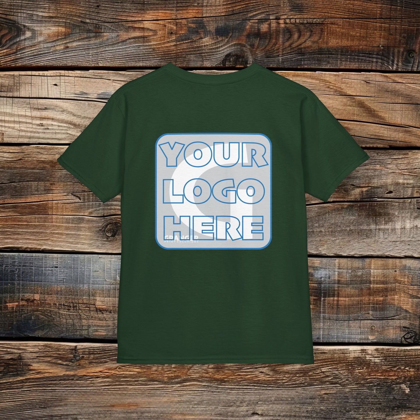Custom Kid's Back Logo Tee — Gildan 100% Cotton (10 colors)