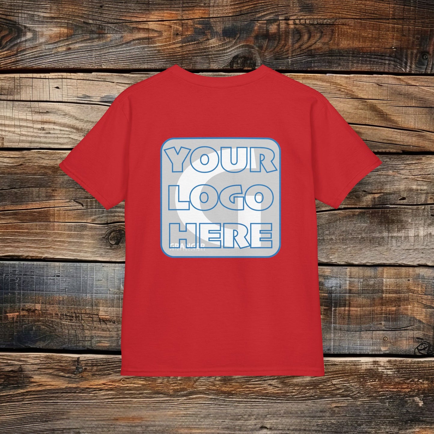 Custom Kid's Back Logo Tee — Gildan 100% Cotton (10 colors)