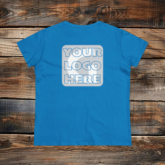 Custom Women's Back Logo Tee — Gildan 100% Cotton (9 colors)