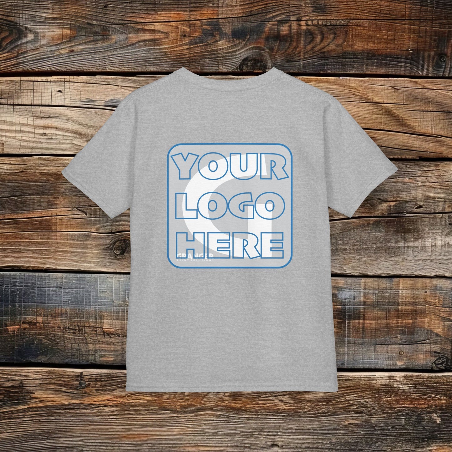 Custom Kid's Back Logo Tee — Gildan 100% Cotton (10 colors)