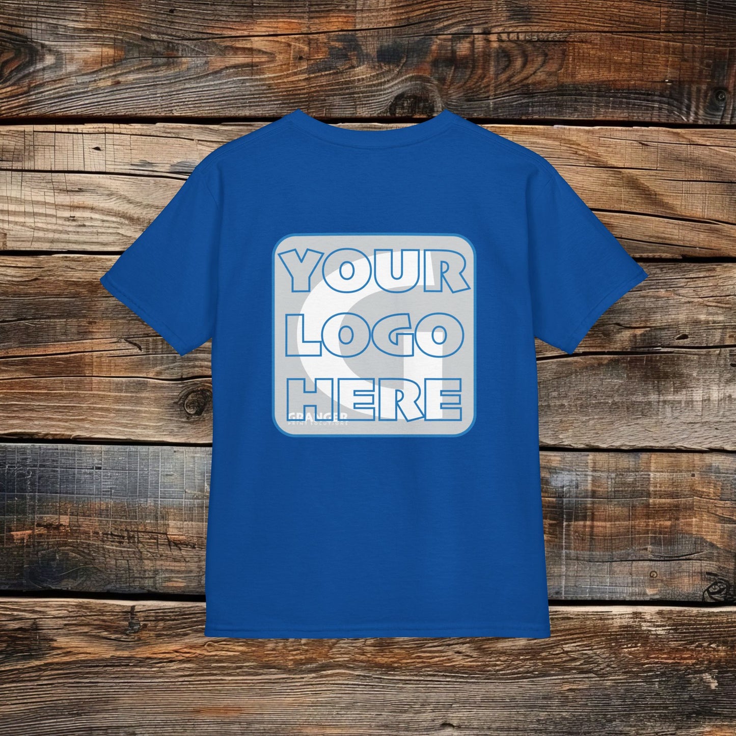 Custom Kid's Back Logo Tee — Gildan 100% Cotton (10 colors)